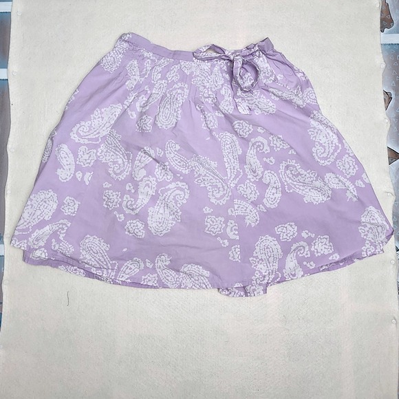 Valerie Stevens Dresses & Skirts - Valerie Stevens Pleated Boho Cotton Paisley Midi Skirt Lilac Tie Waist‎ Sz 14